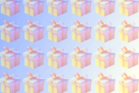 Festive pattern of colored gift boxes on light blue gradient Stock Illustration