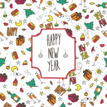 Festive pattern Happy New Year Stock Illustration