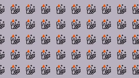 Festive Pattern - Holiday Candles and Sparkling Stars Background. Stock Footage 325377003