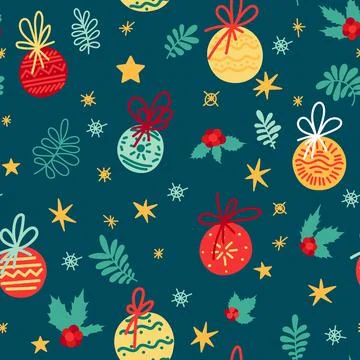 Festive pattern with New Year elements, decoration for the holiday, gifts Stockillustratie