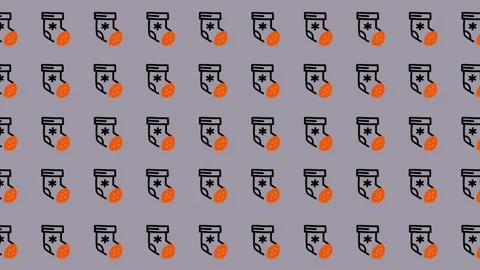 Festive Pattern - Rows of Christmas Stockings with Orange Accents. Stock Footage 325377386