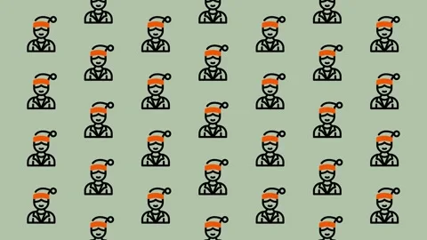 Festive Pattern of Santa Hat Wearing People for Christmas. Stock Footage 325377223