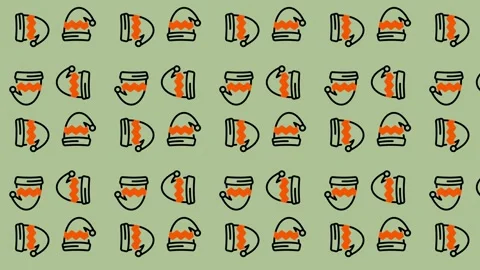 Festive Pattern of Winter Hats for Holiday Season. Stock Footage 325377374