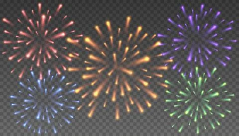 Festive patterned firework bursting. Festive firework salute burst on transpa Illustrazione stock