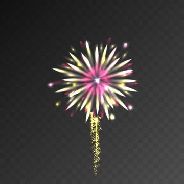 Festive patterned firework bursting sparkling pictogram against transparent mesh Illustrazione stock
