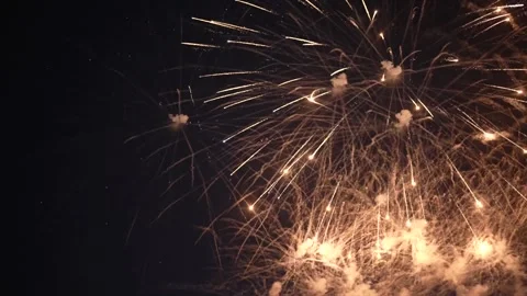 Festive patterned firework bursting in various shapes Stock Footage 208478474