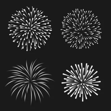 Festive patterned firework  bursting  in various shapes sparkling pictogram.. Illustrazione stock