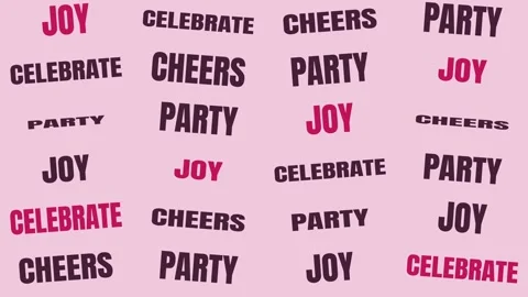 Festive Pink Background with Animated Celebration Text Loop Видео 344850885