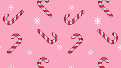 Festive Pink Candy Cane Pattern with Snowflakes for Holiday Design Christmas Stock Footage 293473322
