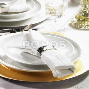 Festive Place-Setting With Fabric Napkin