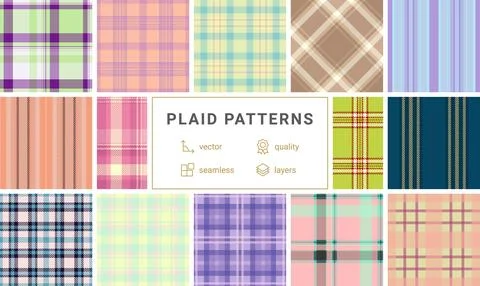 Festive plaid pattern bundle designed for Thanksgiving invitations. Tartan .. Stock Illustration