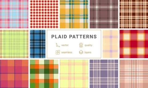 Festive plaid pattern bundle designed for invitations. Tartan backgrounds a.. 库存插图