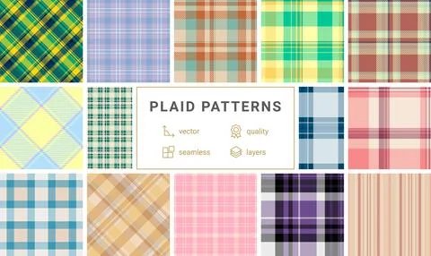 Festive plaid pattern bundle designed for Thanksgiving invitations. Tartan .. Stock Illustration