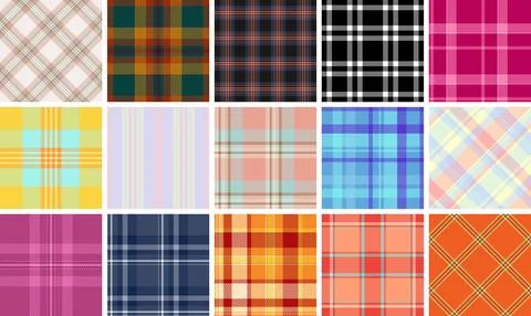 Festive plaid pattern pack created for Christmas labels. Tartan designs add.. Stockillustratie