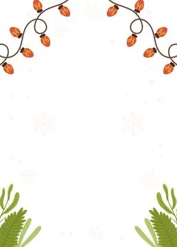 Festive Poster template design featuring red string lights, greenery, and s.. Stock Illustration