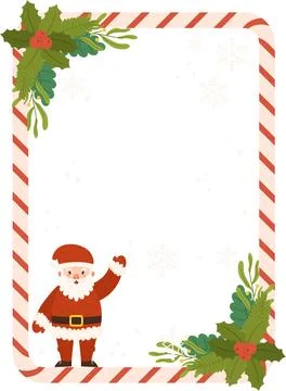 Festive Poster template featuring Santa Claus waving inside a candy cane st.. Stock Illustration