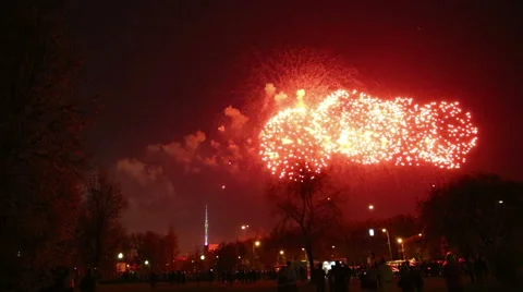 Festive powerful fireworks at VVC Stock Footage 49929586