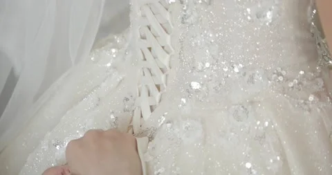 Festive preparation for the wedding ceremony. the bride wears a wedding dress Stock Footage 200898256
