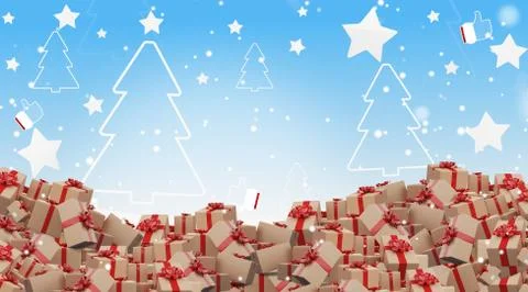 Festive presents postal parcel shipment 3d-illustration Stock Illustration