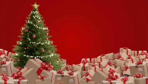 Festive presents postal parcel shipment 3d-illustration Stock Illustration
