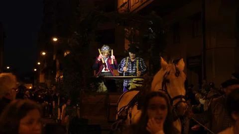 Festive procession olentzero on December 24, 2022 in the city of Pamplona Stock Photos
