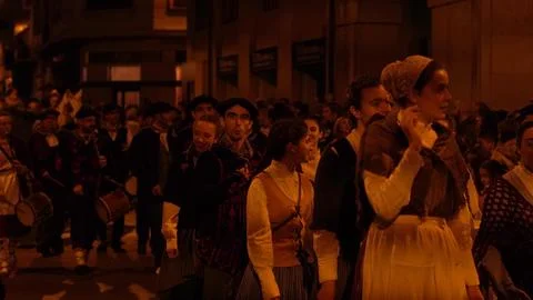 Festive procession olentzero on December 24, 2022 in the city of Pamplona Stock Photos