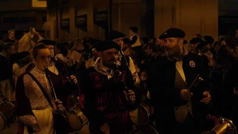 Festive procession olentzero on December 24, 2022 in the city of Pamplona Stock Photos