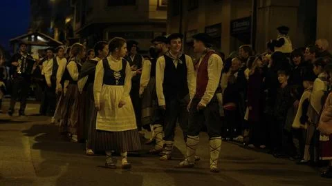 Festive procession olentzero on December 24, 2022 in the city of Pamplona Stock Photos