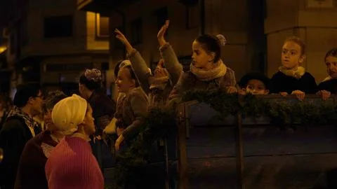 Festive procession olentzero on December 24, 2022 in the city of Pamplona Stock Photos