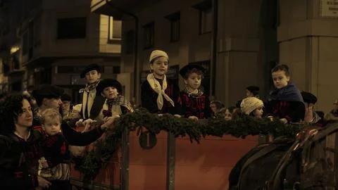 Festive procession olentzero on December 24, 2022 in the city of Pamplona Stock Photos