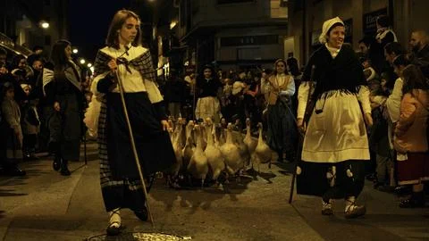 Festive procession olentzero on December 24, 2022 in the city of Pamplona Stock Photos