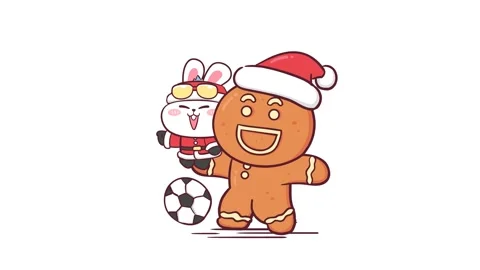 Festive Rabbit Playing Soccer - White Background for Easy Integration Stock Footage 282790636
