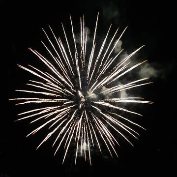 Festive real firework on black background for overlay blending mode of yours Stock Photos
