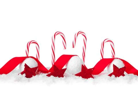 Festive Red and White Peppermint Candy Canes Stock Photos