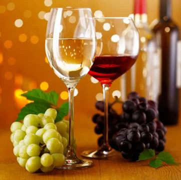 Festive red and white wine Stock Photos