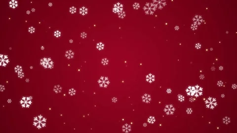 Festive red background, with falling white, snowflakes and golden, sparkles.. Stock Footage 346241691