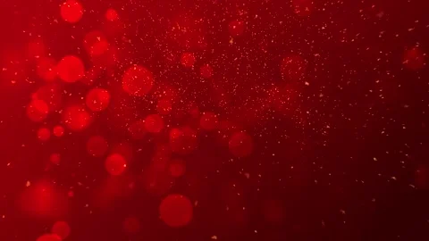 Festive Red Background with Floating Gold Glitter Particles and Bokeh Loop Stock Footage 341980916
