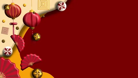 Festive Red Background Golden Elements Lunar New Year Frame Stock Footage 322956992