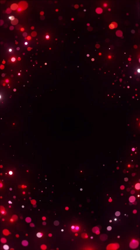 Festive red bokeh lights sparkling on dark background, vertical video Stock Footage 295076211
