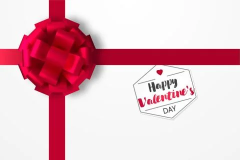 Festive red bow on a box with a gift for St. Valentine's Day. Stock Illustration
