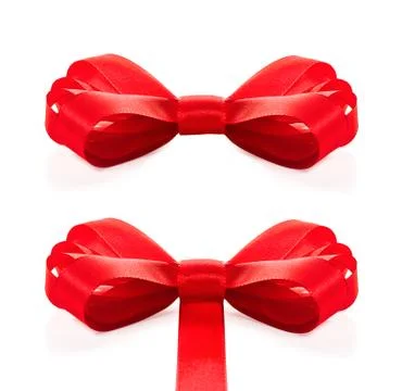 Festive red bow on white background Stock Photos