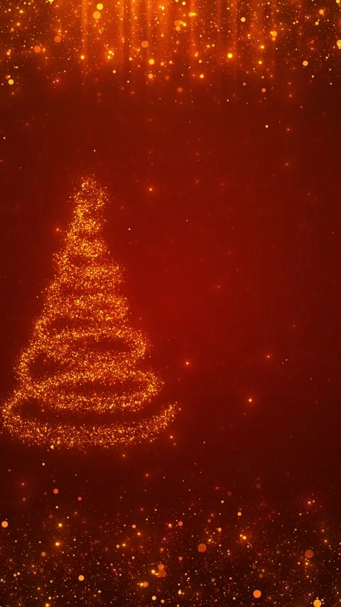 Festive red Christmas particle tree golden lights, glowing dust, and warm holida Stock Footage 340413060