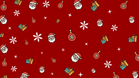 Festive Red Christmas Pattern with Santa Claus and Presents Stock Footage 324514193