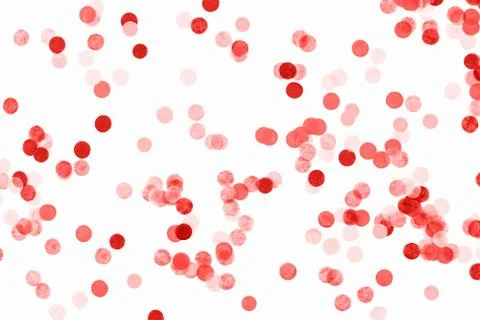 Festive red confetti background. Flat lay style. Stock Photos