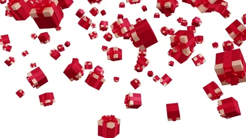 Festive red gift boxes on white background. Xmas and Valentine's day concept. Stock Footage 169251638