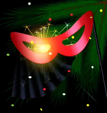 Festive red half mask Stock Illustration