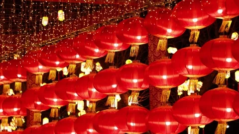 Festive red lanterns Stock Footage 347071288