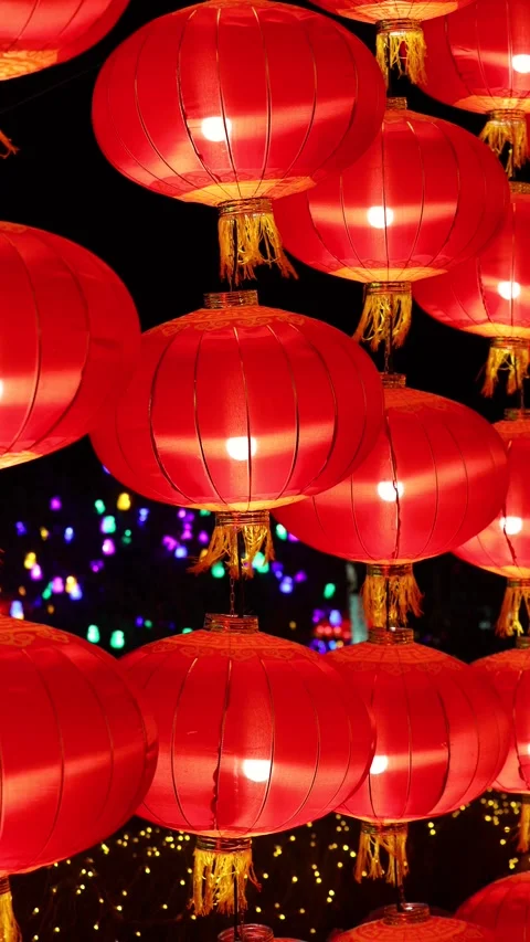 Festive red lanterns Stock-Footage 347071484