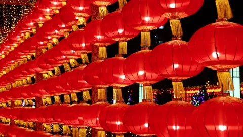 Festive red lanterns Видео 347073968