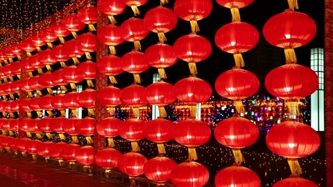 Festive red lanterns 스톡 동영상 347074004